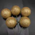 Bolas decorativas doradas con purpurina para tartas de cumpleanos y reposteria. - 4 cm set de 10 / Dorado