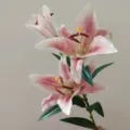 Detailed view of artificial lily flower, PU material stargazer lily for home decor and display. - Glitter Powder
