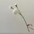 Artificial white carnation fake flowers 3-head silk floral stems for home wedding party decoration - White