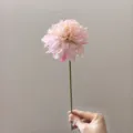 Artificial pink dahlia flower stem detail shot, vintage silk floral for DIY crafts and decor. - Light Pink
