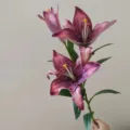 Artificial lily flower PU touch faux lily branch for home decor wedding floral arrangement detail - Vintage Mauve
