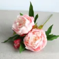Artificial pink peony silk flowers bouquet for home decor, wedding and table arrangement. - Pink