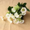 Artificial white star daisy flower bundle with 6 forks for home decor DIY crafting - Creamy White