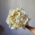 Artificial hydrangea flower detail, silk floral decor for home living room showcase. - Autumn Beige