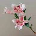 PU touch pink artificial lily flower for home decor, wedding bouquet and photography props. - Pink