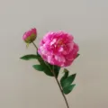 Artificial peony flower single stem pink silk peony for home decor wedding party decoration - Rose Red