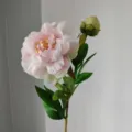 Single branch artificial peony flower with 2 heads, silk flower for home decor and wedding party. - Pink Purple