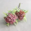 Artificial frosted berry fern branch fake plant floral decor for home and party use. - Red