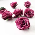 Artificial silk rose flower heads for hat accessories cake decoration DIY crafts floral decor. - Fuschia