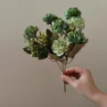 Ramo de flores artificiales de seda crisantemo lavanda redondo de 9 cabezas para decoración. - Verde