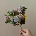 Ramo de flores artificiales de 9 cabezas hortensia falsa decoración para el hogar - Azul