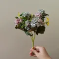 Artificial flower bouquet detail, multi-head hydrangea for home decor and backdrop styling. - Gray