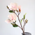 Artificial magnolia flower branch silk floral for home living room wedding decor centerpiece - Light Pink