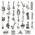 Antique silver music instrument charms alloy DIY bracelet necklace jewelry accessories. - Mixed Music Symbols / 30 Pieces Pack (7x11cm) / Antique Silver