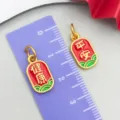 Gold plated enamel blessing pendant health peace charm DIY necklace bracelet accessory - Red Peace & Health Rectangle Pendant(22541) / 1 Piece (20x9mm) / Red