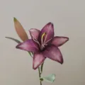 Vintage purple artificial lily flower, elegant silk floral decor for home and photography. - Fuschia