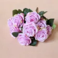 Bouquet di Rose Francesi Artificiali a 10 Teste Fiore di Seta Variante Rosa-Viola Art - Viola rosato