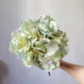Artificial hydrangea silk flower detail close-up, premium decorative floral arrangement - Autumn Green