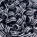 Perles rondes en résine à rayures noires et blanches en vrac pour bijoux bracelets DIY. - Noir