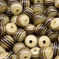 Perles rondes rayees en resine pour fabrication de bijoux DIY, perles colorees. - Café Transparent
