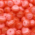 Perles rondes rayées de bonbons en résine DIY bracelet coloré chaîne de téléphone - Rouge Transparent