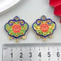 Chinoiserie enamel long life lock metal alloy DIY jewelry pendant accessories. - 1 Piece (29x28mm)