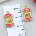 Traditional Chinese style gold plated longevity lock abacus charm alloy DIY jewelry accessory - 1 Piece Pack (10x19mm)