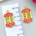 Chinese style gold abacus Fu lock pendant alloy DIY jewelry accessory charm components - 1 Piece (20x11mm)