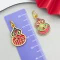 Gold-plated cloisonne gourd pendant DIY jewelry accessories for necklace bracelet 1pc - Red Gourd Shaped Fu Pendant (22543)