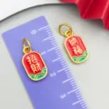 Gold plated DIY charm pendant traditional lucky red enamel jewelry accessory for bracelet necklace - Red Fortune Rectangle Pendant(22544)