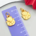 Gold-plated lucky cat charm pendant DIY bracelet necklace accessories with scale ruler - Lucky Cat Fu Character Pendant (22552)