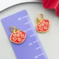 Gold-plated red enamel cloud lock pendant DIY jewelry accessory bracelet necklace charm - Red Auspicious Cloud Lock Pendant(22558)