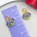 Chinese style enamel Ping An lock gold pendant DIY jewelry charm for necklace bracelet - Blue Double-Sided Fortune Lock Pendant(22751)