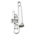 Antique silver trumpet charm alloy music instrument pendant DIY jewelry making accessory - Suona Horn (18933)