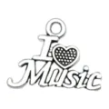 Silver music letter charm pendant diy jewelry accessory bracelet necklace making component - Heart Music (18937)