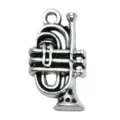 Antique silver trumpet charm alloy musical instrument pendant for stylish DIY jewelry making - Saxophone (18938)