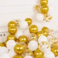 Birthday party metallic gold and white latex confetti balloons set for wedding decoration - Metallic Gold/Matte White/Sequin Gold Set