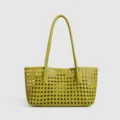 Sac à bandoulière tissé vert Sac cabas en cuir minimaliste Sac à main vintage décontracté - Vert olive