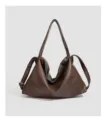 Femme marron sac porte epaule souple cuir souple sac bandouliere minimalist fourre tout - Café
