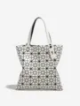 Sac cabas blanc à motif géométrique, grand sac bandoulière élégant et mode quotidienne. - Blanc Cassé