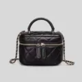 Sac à bandoulière matelassé noir chaîne mini sac vanity sac à main tendance femme - L / Noir
