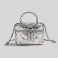 Sac bandoulière matelassé argenté avec chaîne, mini sac élégant pour femmes au quotidien. - L / Argent