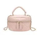 Joli sac a main bandolette matelasse rose pour femmes, mini sac cylindrique chic. - S / Rose