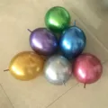 Metallic tail balloons for birthday party decoration, shiny latex long tail balloons set. - Purple