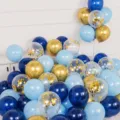 Ballon-Set Party-Dekoration blaue goldene Konfetti-Luftballons für Geburtstag Hochzeit Event. - Mattes Dunkelblau Hellblau Pailletten Gold Metallisch Gold / 50er-Pack
