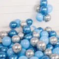 Metallic blue silver and matte light blue balloon arch kit for party decor accessory - Metallic Blue Metallic Silver Matte Light Blue / Pack of 50
