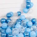 Blue balloon set with metallic and star printed balloons for party and birthday decor. - Metallic Blue Matte Light Blue Printed Star / Pack of 50