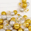 Birthday party balloon set thick latex balloons for wedding room decor and celebration - Metallic Gold/Metallic Silver/Sequin Gold Set