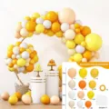 Birthday balloon arch kit with yellow and white latex balloons for party decoration - Birthday Balloon 02