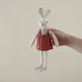 Linen plush rabbit doll with dress, cute cotton stuffed animal toy, soft nursery companion. - Orange Overalls Dress Small Rabbit / Orange Overalls Dress Small Rabbit / 29-57cm